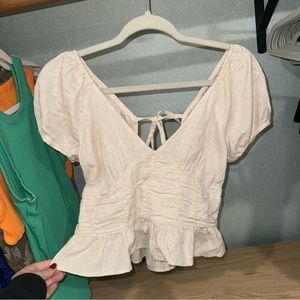 Tan Shirt with Synched Waist